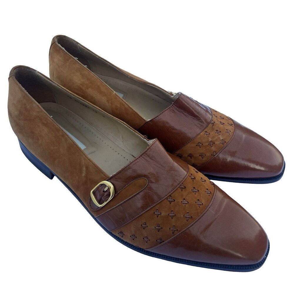 Giorgio Brutini Men’s Brown Leather  Strap Buckle Shoes Adjustable Size 13 M